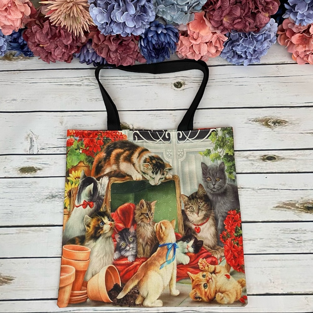 Eco-Friendly Naughty Kittens Folding Tote Bag - Picture 2 of 16